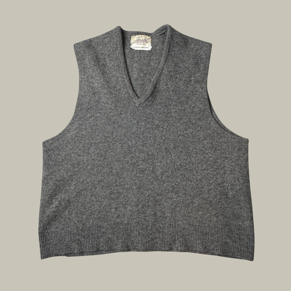 Vintage Jersild Sweater Vest Mens M Australian Lambswool Gray V-Neck Knit USA